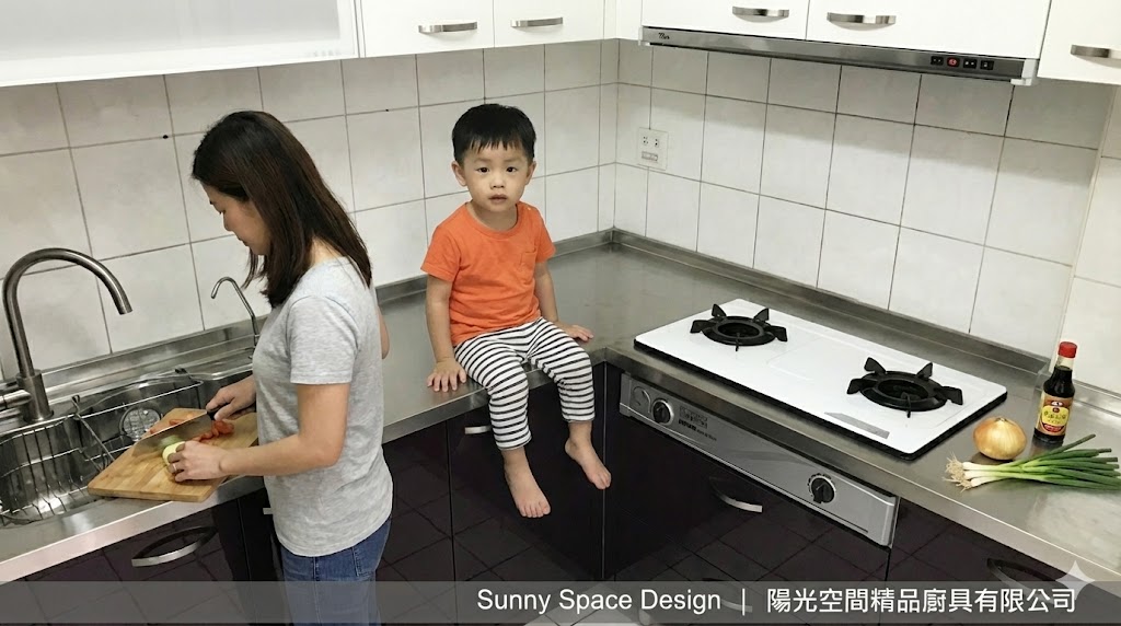 桃園中壢不鏽鋼檯面L型廚具完工照
