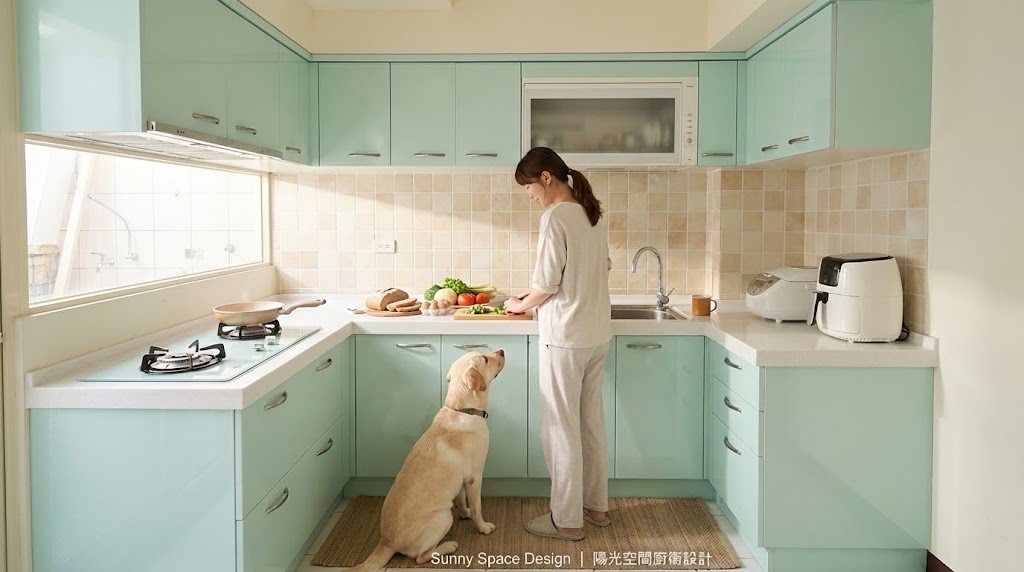 北投稻香路 ㄇ字型廚具設計 × 豪山三機 × 大面採光窗