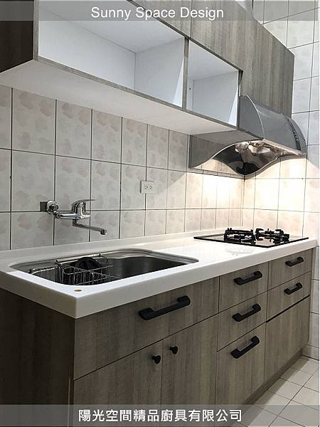 土城亞洲路一字型木紋廚具完工全景