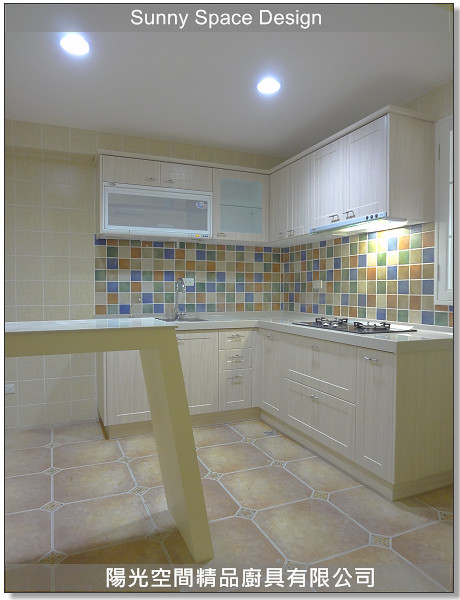 新北樹林L型鄉村風廚房全景