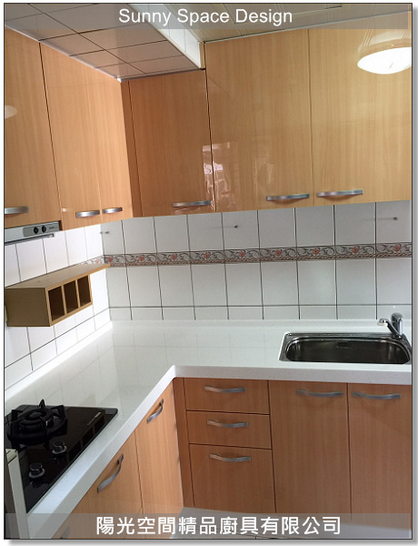 永和L型木紋水晶門板廚具完工全景