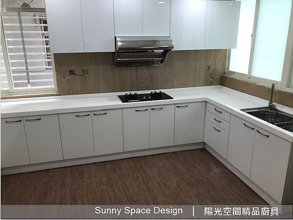 三重重陽路L型白色廚具完工全景
