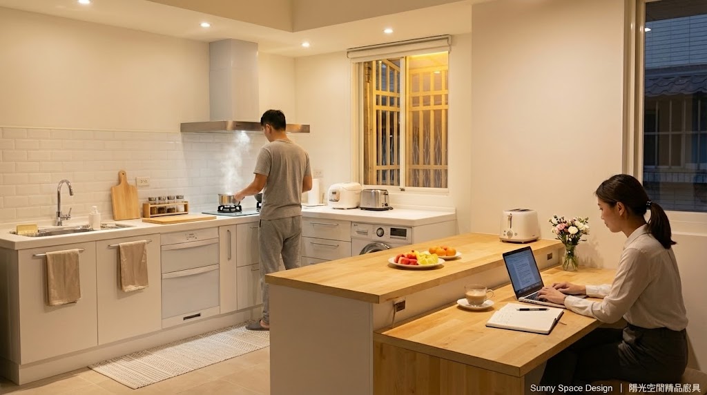 中和中山路鄉村風白色L型廚房完工照