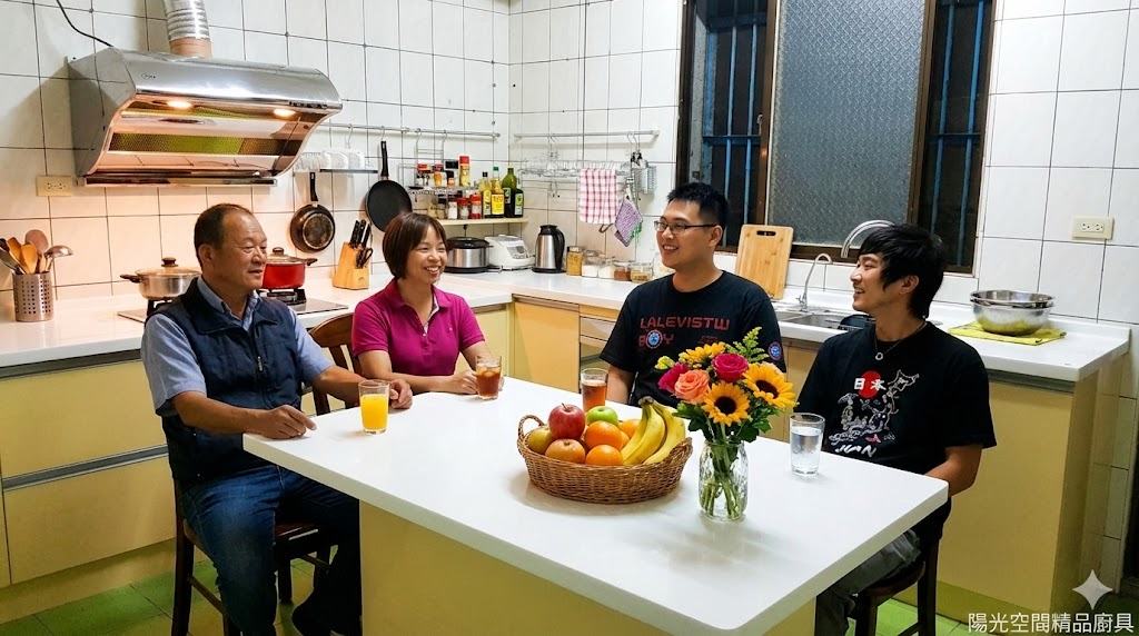 老家ㄇ字型廚房改造與移動中島完工照