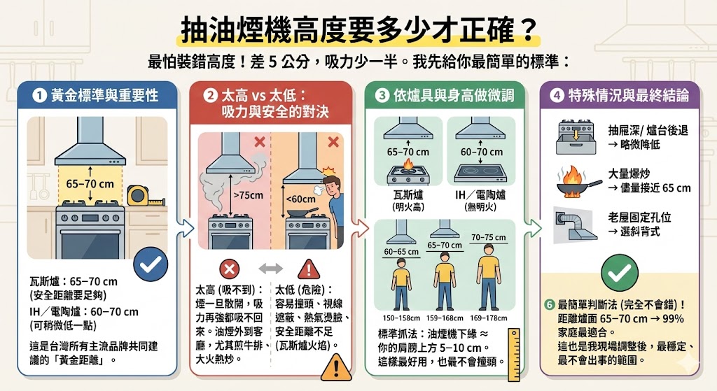 抽油煙機標準安裝高度示意圖