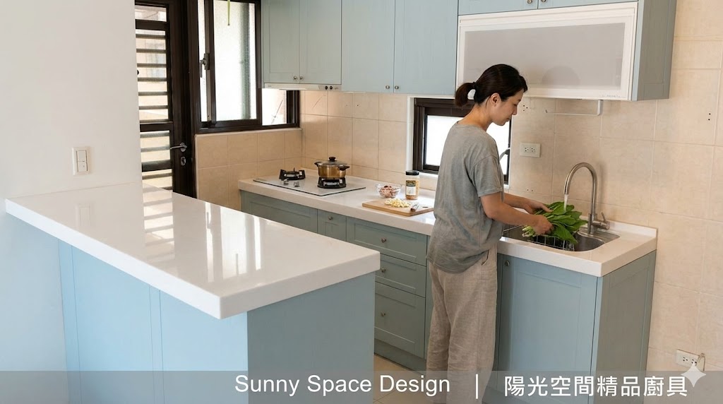 樹林學勤路蒂芬尼藍廚房一字形廚具完工照