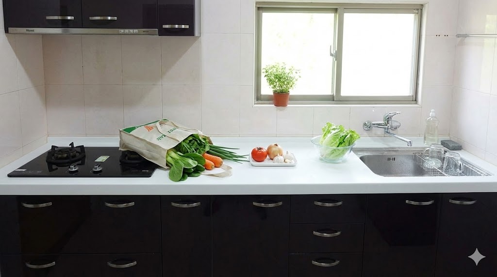 台北市信義區信義路五段一字型廚具完工照