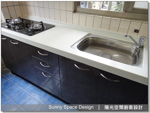 台北大同區深木紋一字型廚具全景