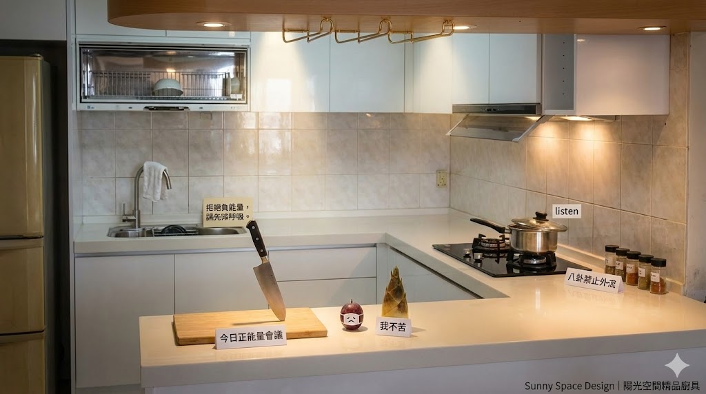 新北永和能量滿滿廚具組白色L型廚房加吧檯設計