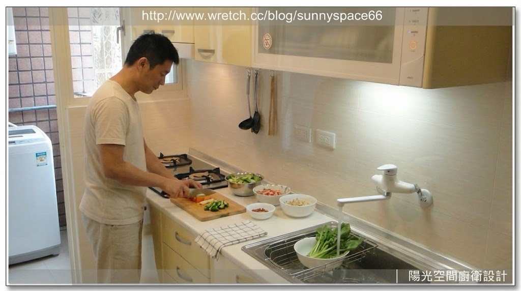 泰山一字型美耐板廚具 投資型高CP值 淡黃色門板｜陽光空間精品廚具