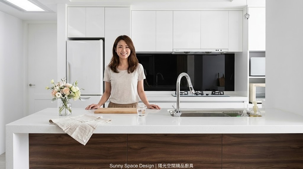汐止日月光社區純白美廚 × 桶身崁把手 × 開放式設計