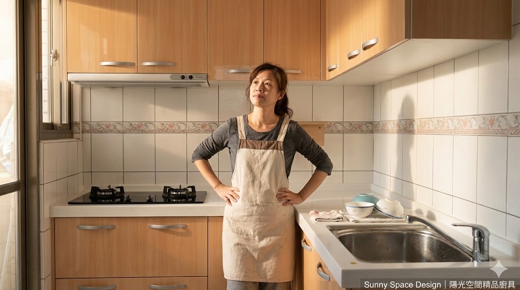 永和L型木紋水晶門板廚具完工照