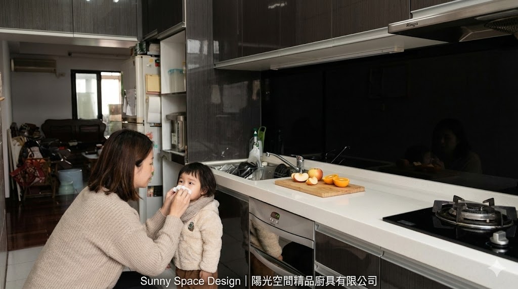 板橋金門街深木紋L型廚具完工照