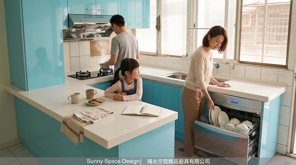 台北忠孝東路Tiffany藍ㄇ字型廚具完工照