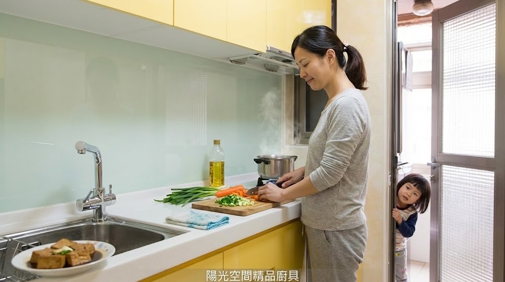 汐止建成路芒果黃結晶鋼烤廚具 × 不銹鋼桶身 × Smeg 烤箱｜陽光空間精品廚具