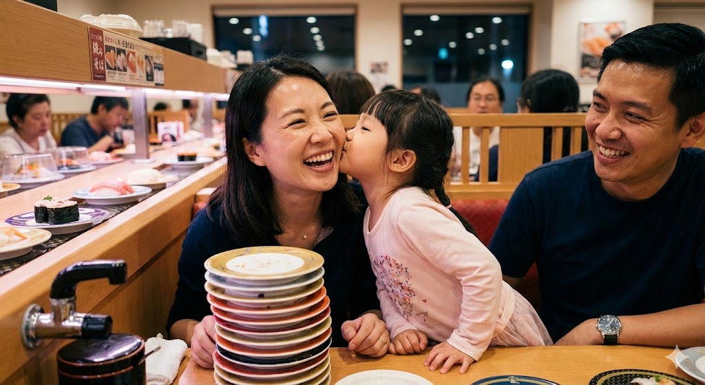 《廚房小說集》4 AI情境圖:假日依然忙碌的媽媽,與全家出遊的混亂日常
