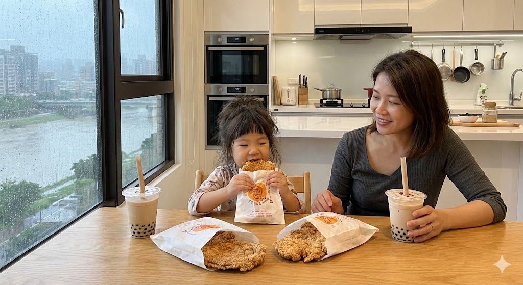 《廚房小說集》7 AI情境圖:雨天想吃雞排的母女日常