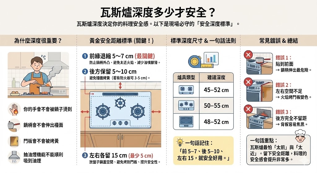 瓦斯爐安裝安全距離示意圖