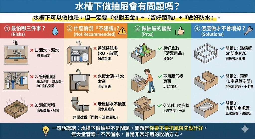 水槽下方U型抽屜設計示意圖