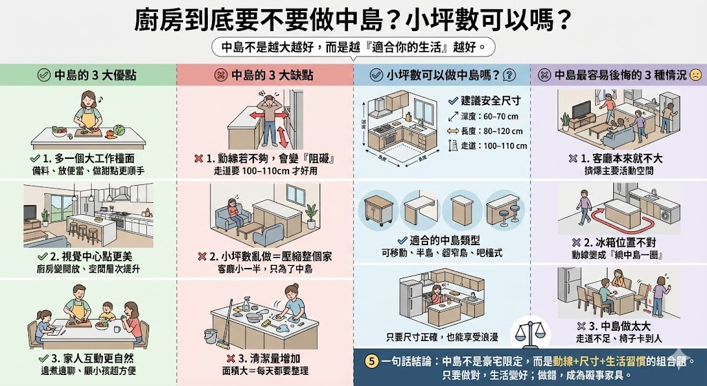 開放式廚房中島設計示意圖