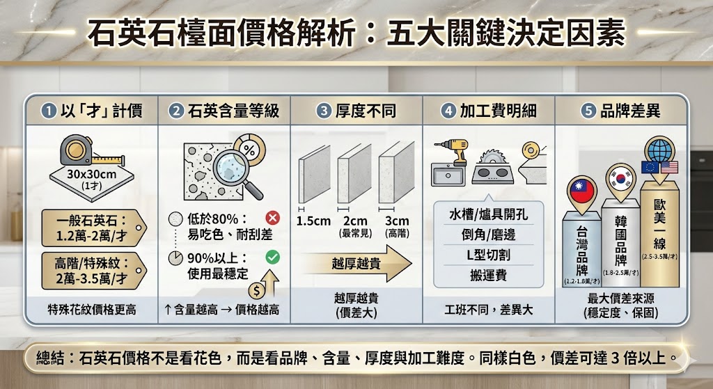 石英石檯面計價方式與安裝實例