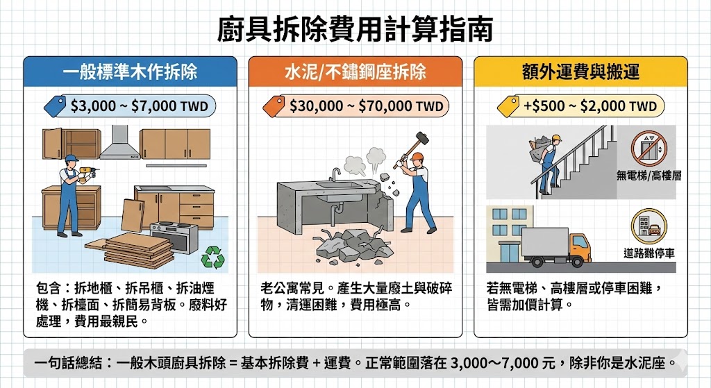 舊廚具拆除施工現場示意圖