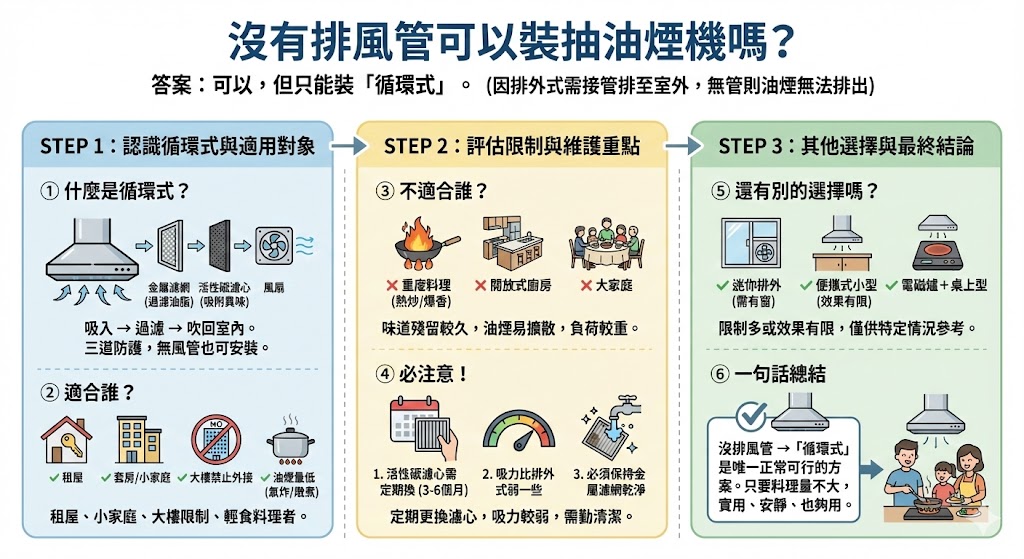 循環式抽油煙機運作原理示意圖