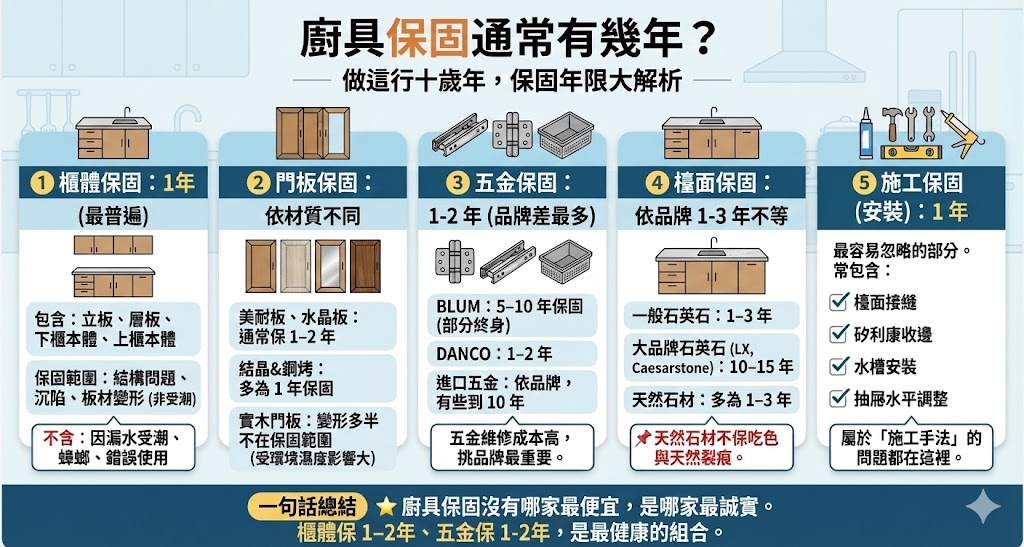 廚具保固年限說明示意圖