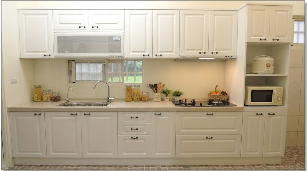 桃園中壢鄉村風廚房 × 3D 高壓成型門板 × 韓國人造石 × 喜特麗三機｜陽光空間精品廚具