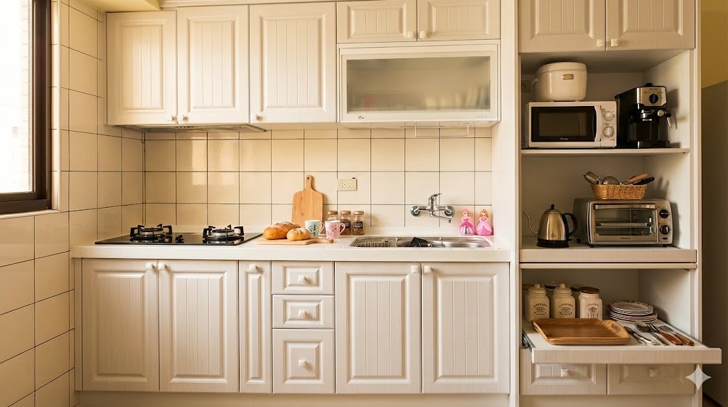 永和永元路美式鄉村風一字型廚具完工照