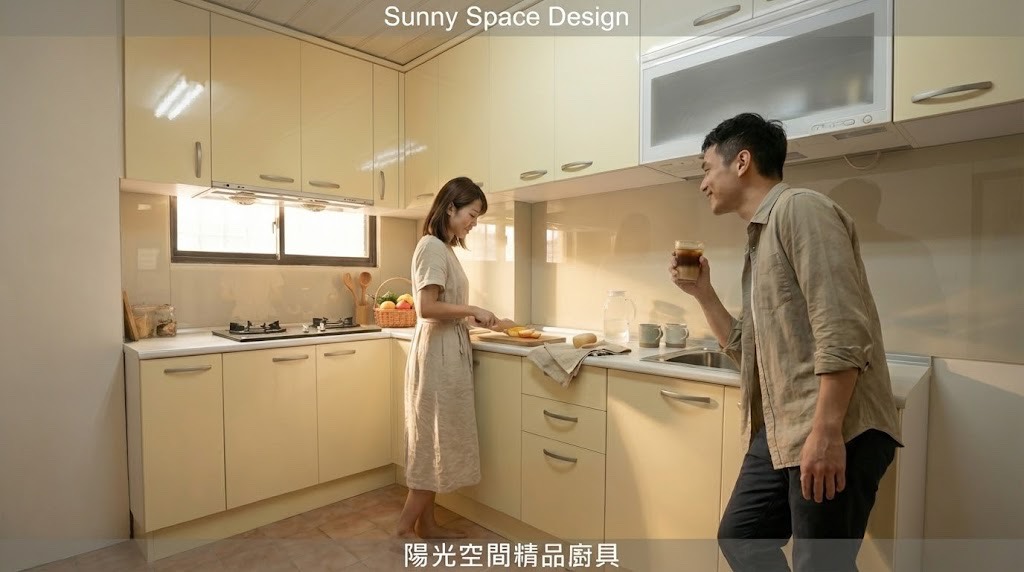 民生東路一段老舊廚房改造｜美耐板檯面與門板 L 型廚具｜陽光空間精品廚具