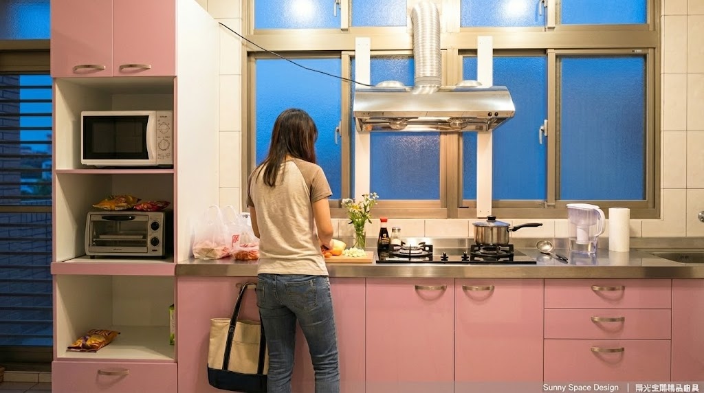 龜山集美街一字型不鏽鋼廚具完工情境