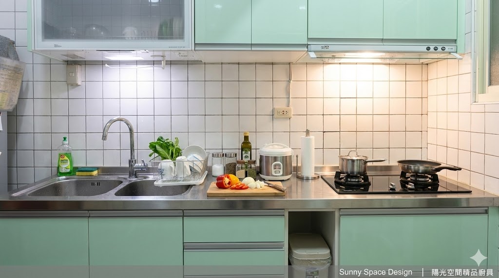 土城延和路一字型綠色廚具完工照