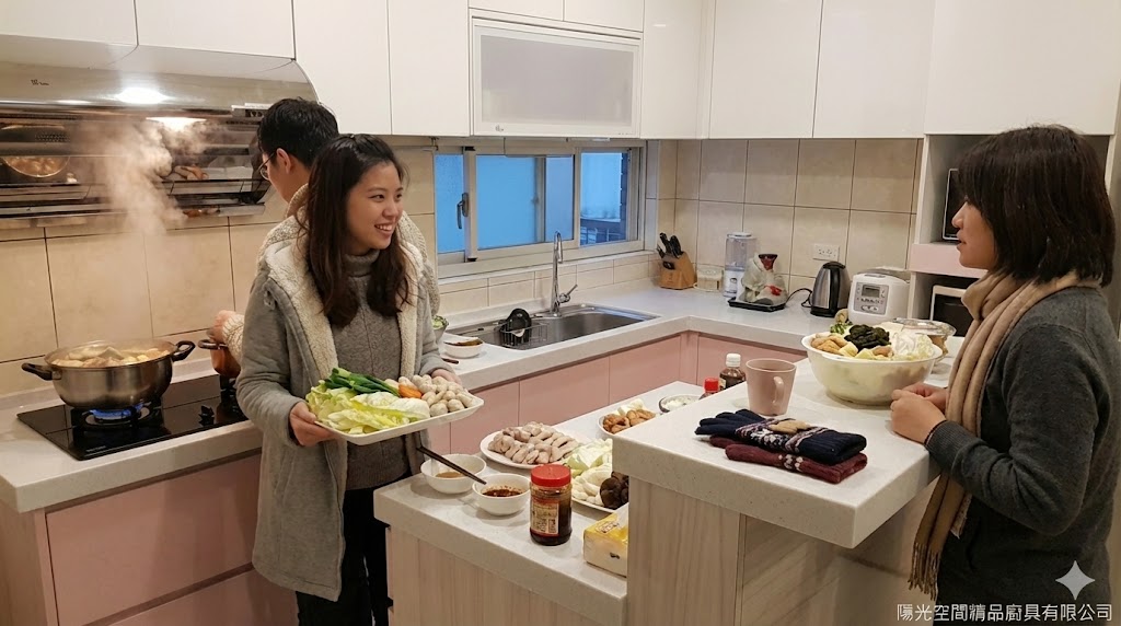 桃園八德L型清爽系開放廚房與中島完工照