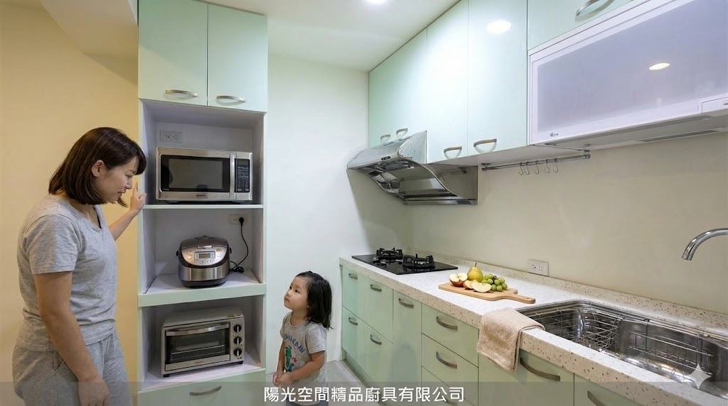 板橋金門街薄荷綠一字型廚具完工照