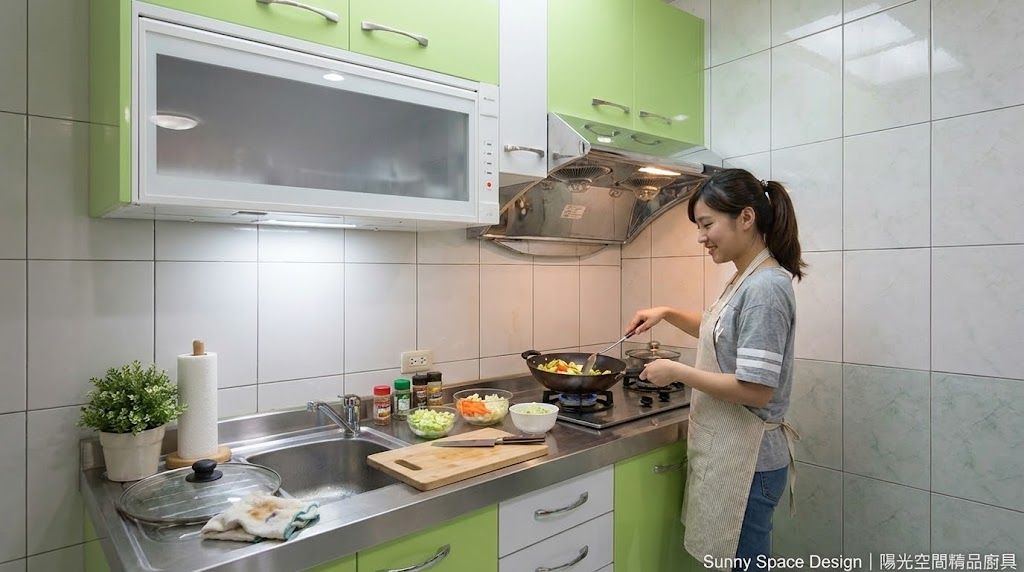 板橋南雅西路白綠系一字型190cm廚具完工照