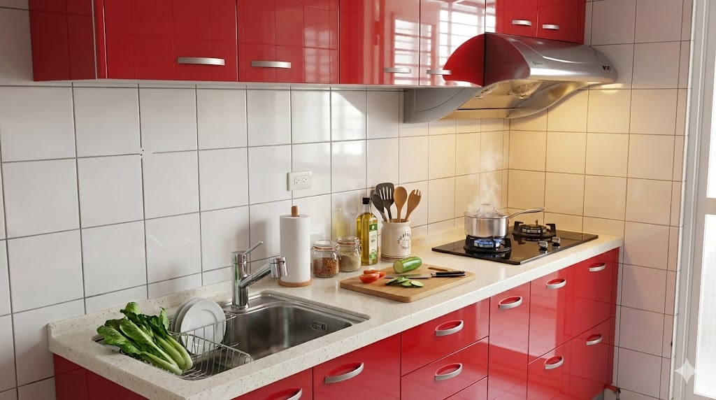 汐止招商街一字型上白下紅結晶鋼烤完工照