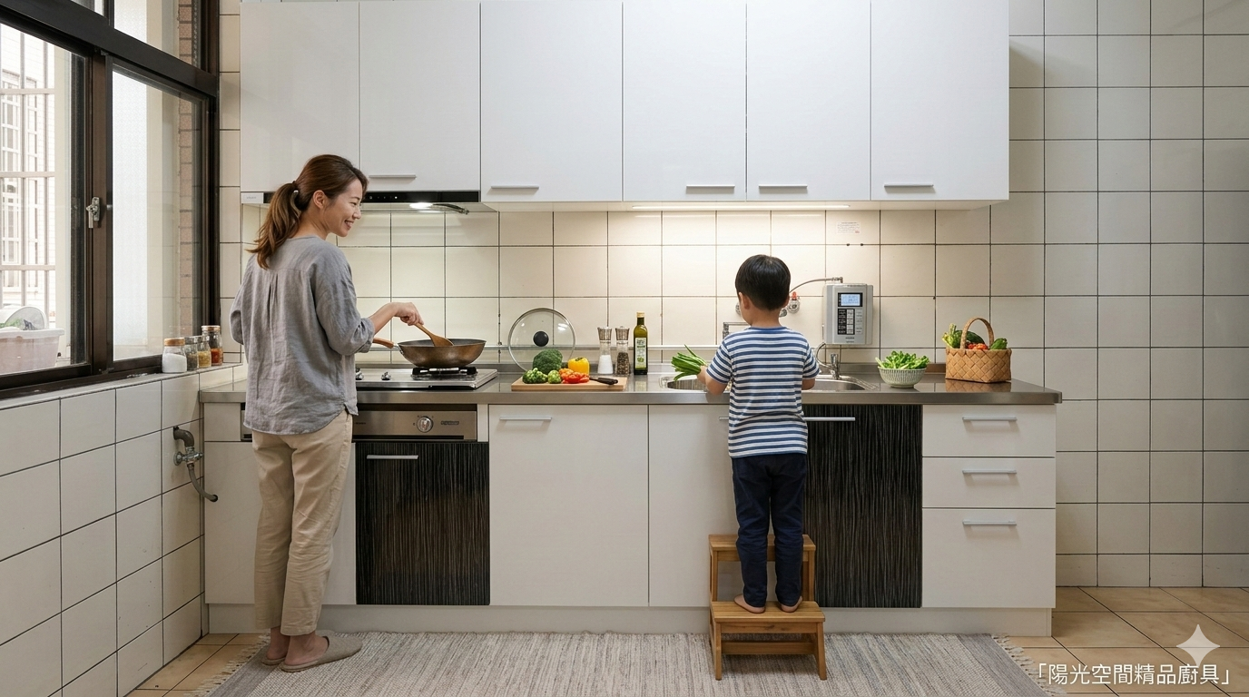 土城中央路 一字型不鏽鋼廚具 白木紋門板