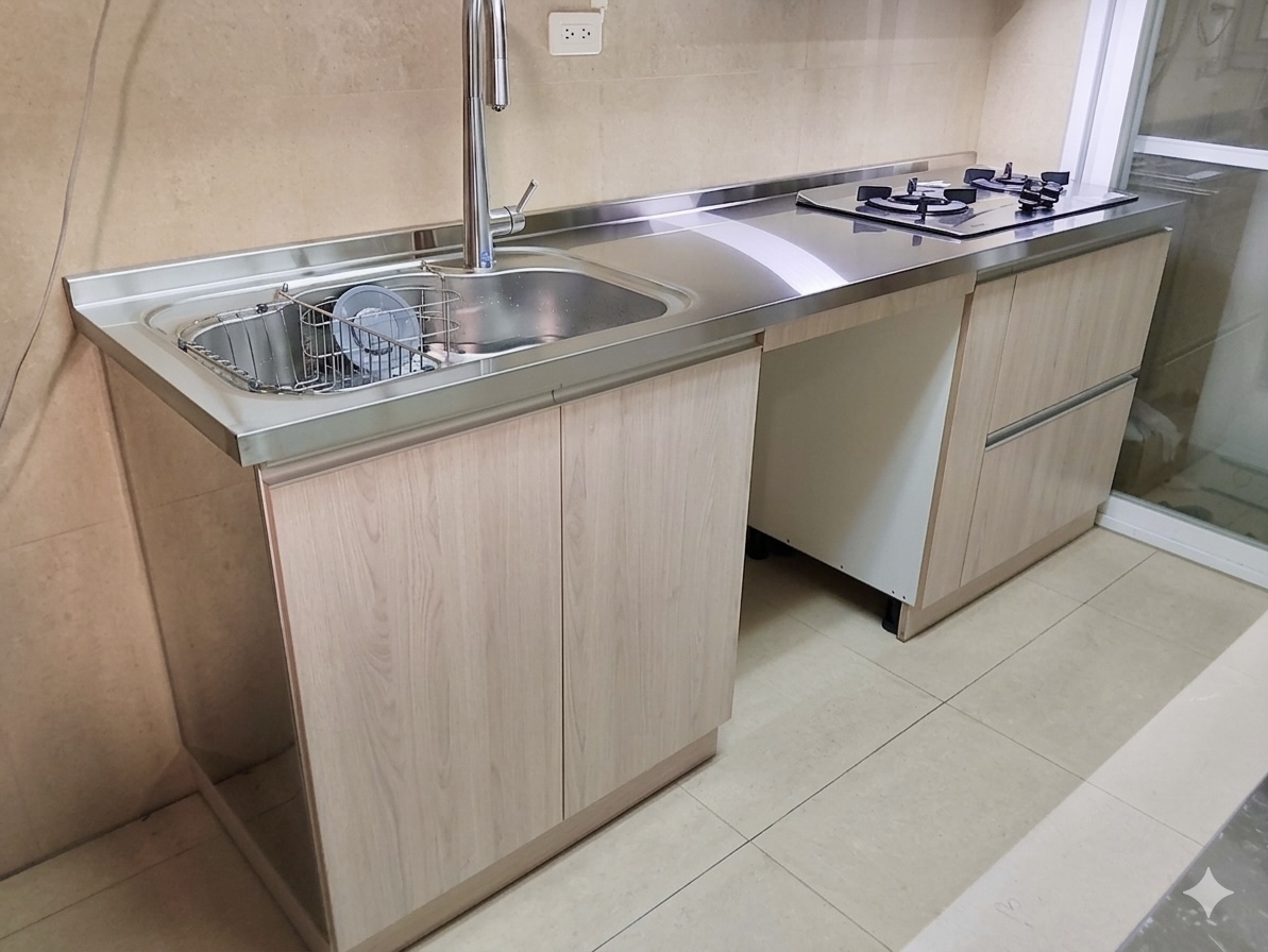 桃園蘆竹廚具設計 舊家平台電器櫃延續使用 新舊完美融合