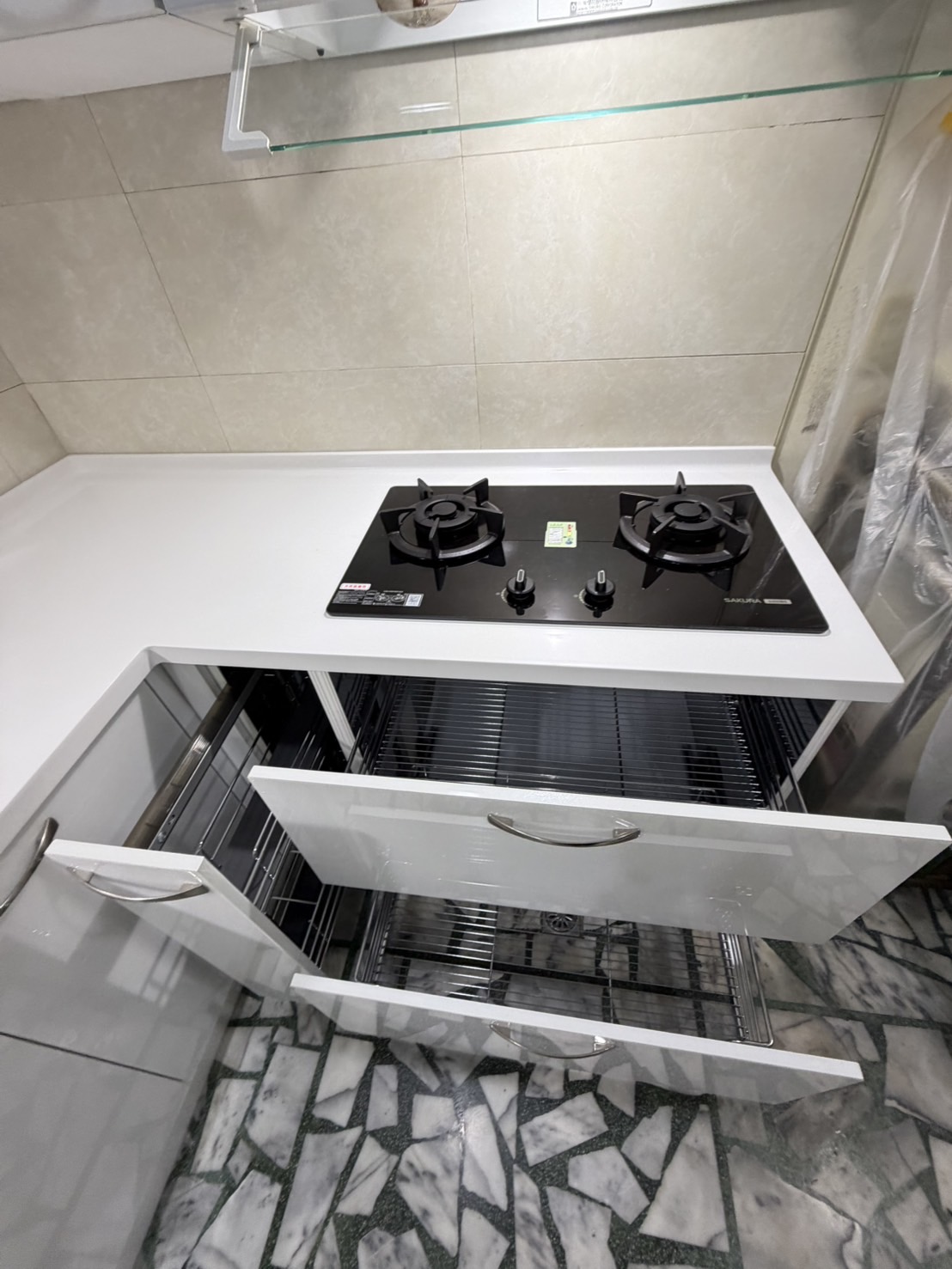 爐區與隱藏式除油煙機 櫻花牌二口檯面爐