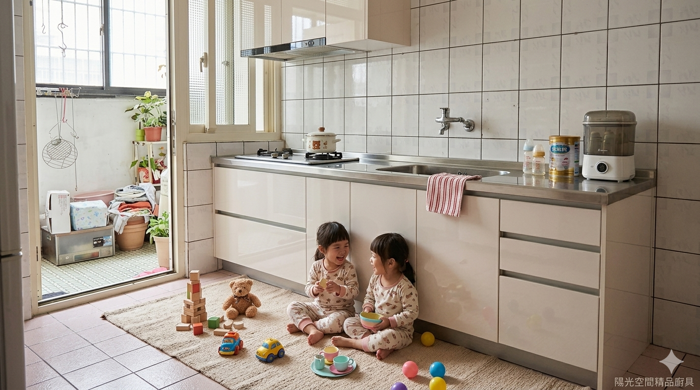 北投石牌 一字型 Soft Living Kitchen 不鏽鋼廚具完工全景