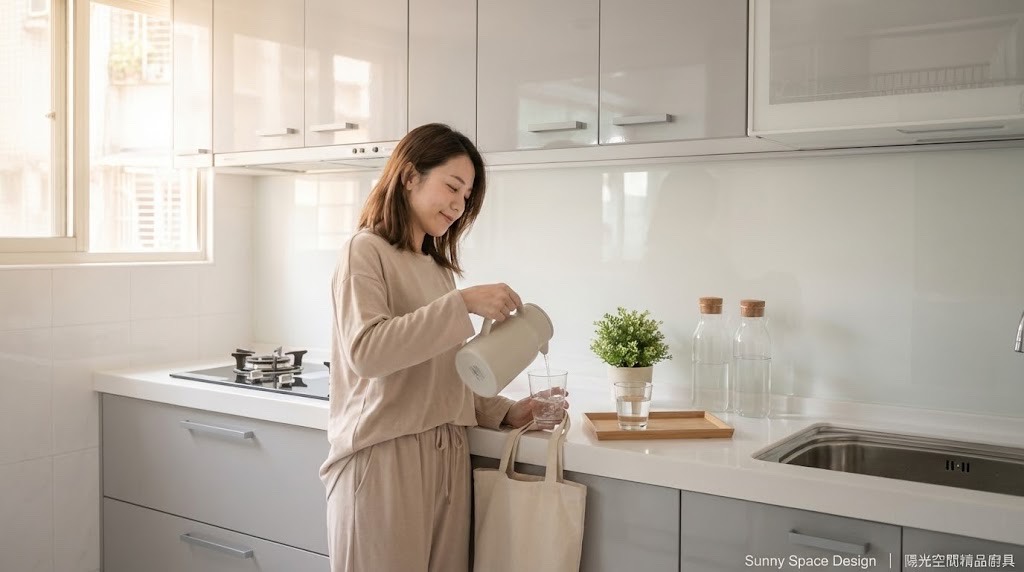 板橋民生路銀色簡約風廚房 × 韓國人造石 × 櫻花三機｜陽光空間精品廚具
