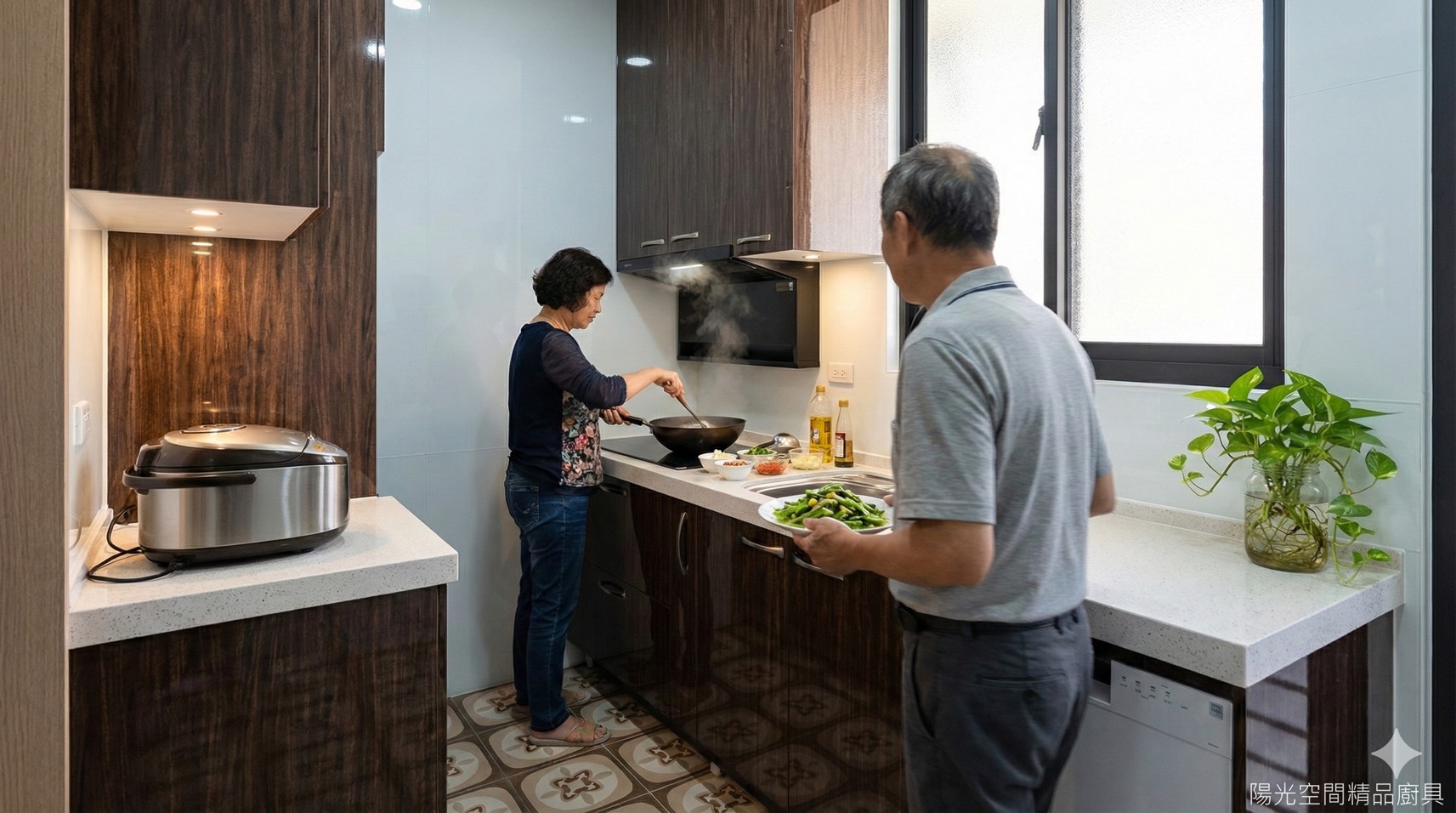 土城金城路孝親房廚具 二字型石英石檯面